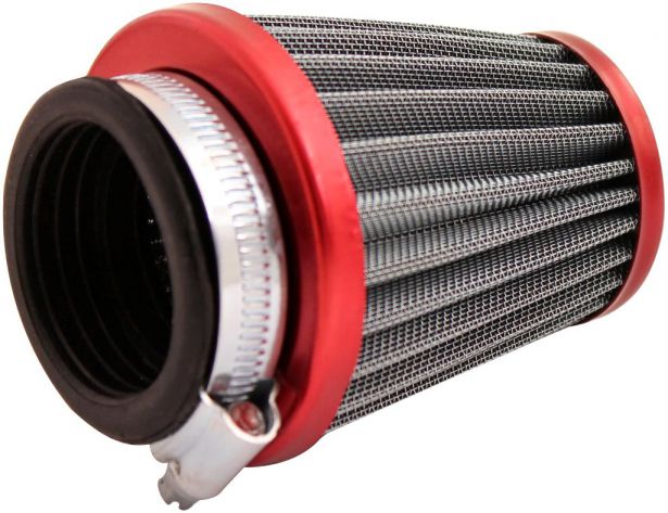 Air Filter - 44mm to 46mm, Conical, Tall Stack (80mm), 2 Stroke, Yimatzu Brand, Red - 60P1190RD - PBC70F1