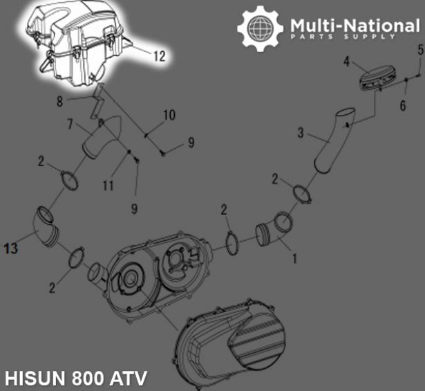 Air Filter Assembly - Air Cleaner Box, ATV, Hisun, 800cc - 60A4082 - PBC56F1