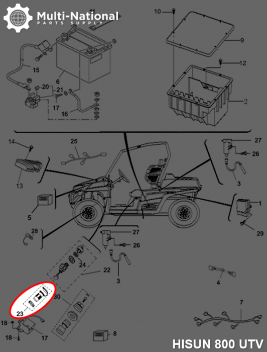 Auxiliary DC Plug - 12V, ATV/UTV, Hisun, 400-800cc - 10A7980 - PBC2309F1