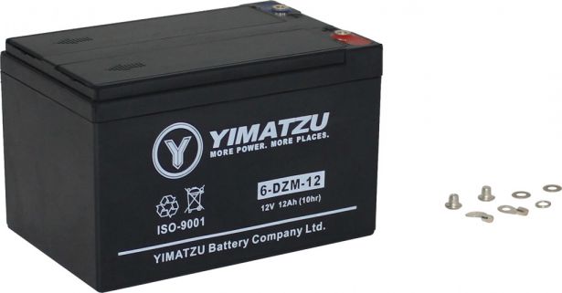 Battery - EV12120 / 6-DCM-12 / 6-DZM-12 / 6-FM-12, AGM, 12V 13Ah, Yimatzu, Threaded Terminals - BATEV12012 - PBC174EF1