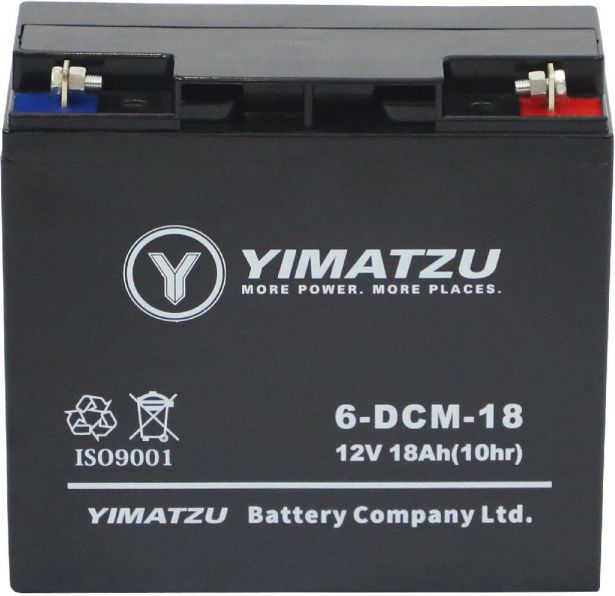 Battery - EV12180 / 6-DCM-18 / 6-DZM-18 / 6-FM-18, AGM, 12V 18Ah, Yimatzu, Nut & Bolt Terminals - BATEV12018 - PBC120EF1