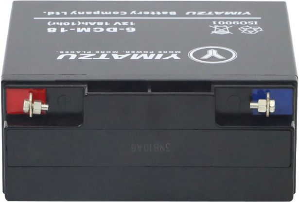 Battery - EV12180 / 6-DCM-18 / 6-DZM-18 / 6-FM-18, AGM, 12V 18Ah, Yimatzu, Nut & Bolt Terminals - BATEV12018 - PBC120EF1