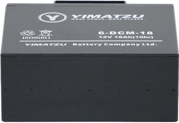 Battery - EV12180 / 6-DCM-18 / 6-DZM-18 / 6-FM-18, AGM, 12V 18Ah, Yimatzu, Nut & Bolt Terminals - BATEV12018 - PBC120EF1