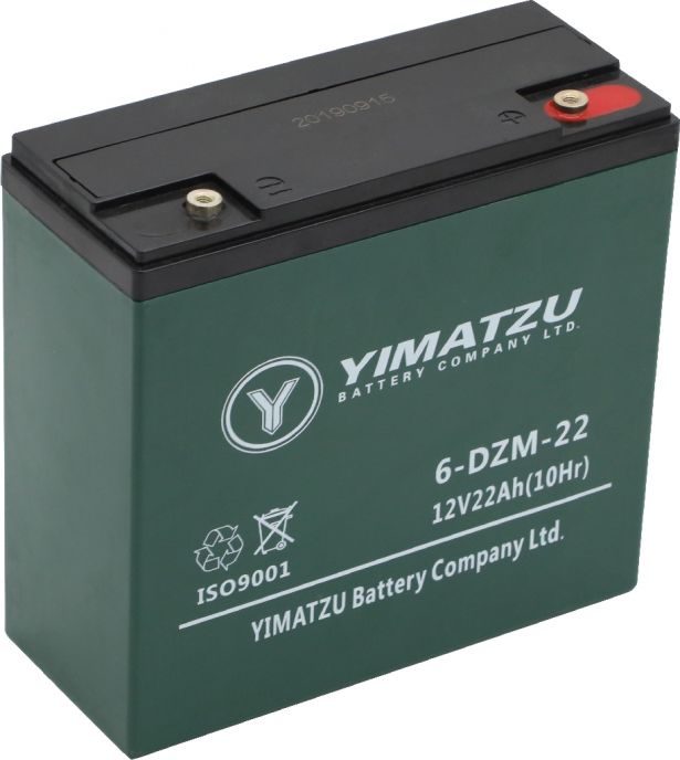 Battery - EV12220 / 6-DCM-22 / 6-DZM-22 / 6-FM-22, AGM, 12V 22Ah, Yimatzu, Threaded Terminals - BATEV12022 - PBC97EF1