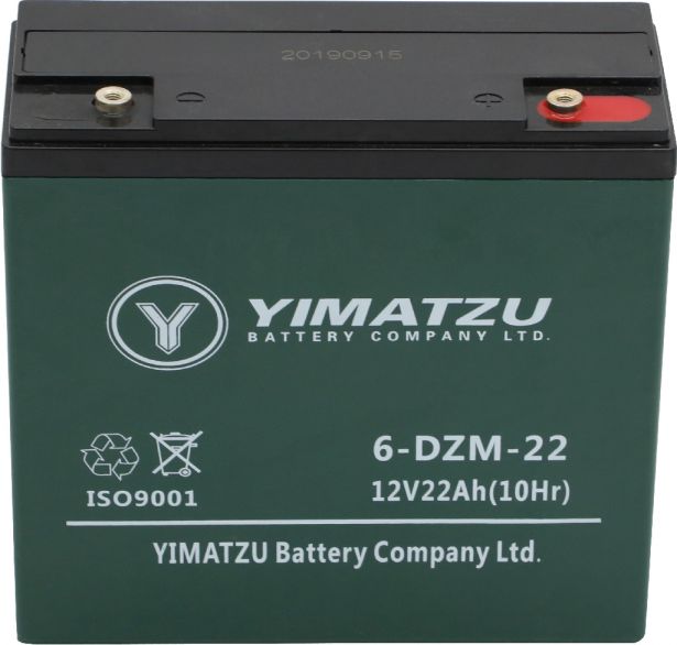 Battery - EV12220 / 6-DCM-22 / 6-DZM-22 / 6-FM-22, AGM, 12V 22Ah, Yimatzu, Threaded Terminals - BATEV12022 - PBC97EF1