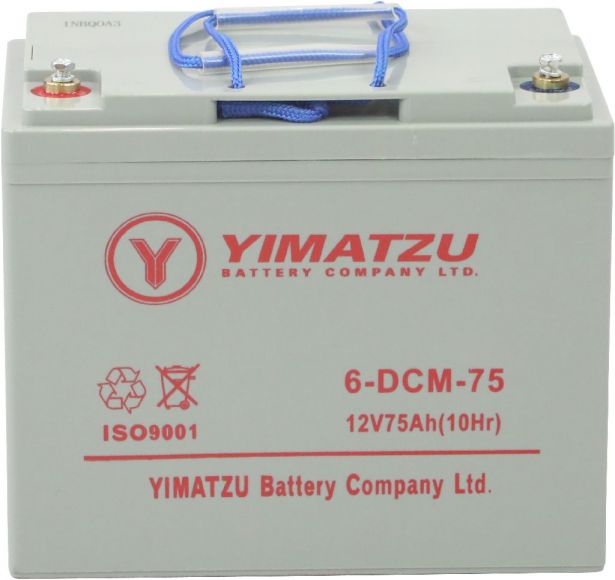 Battery - EV12750 / 6-DCM-75 / 6-DZM-75 / 6-FM-75, Group 24, AGM, 12V 75Ah, Yimatzu, Threaded Terminals - PBCBATEV1F1