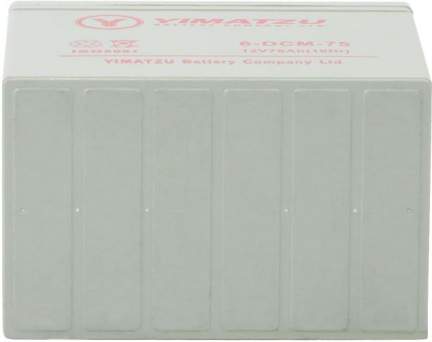 Battery - EV12750 / 6-DCM-75 / 6-DZM-75 / 6-FM-75, Group 24, AGM, 12V 75Ah, Yimatzu, Threaded Terminals - PBCBATEV1F1