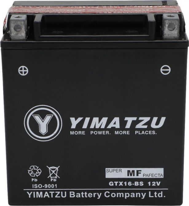 Battery - GTX16-BS Yimatzu, AGM, Maintenance Free - PBCBATMFF1