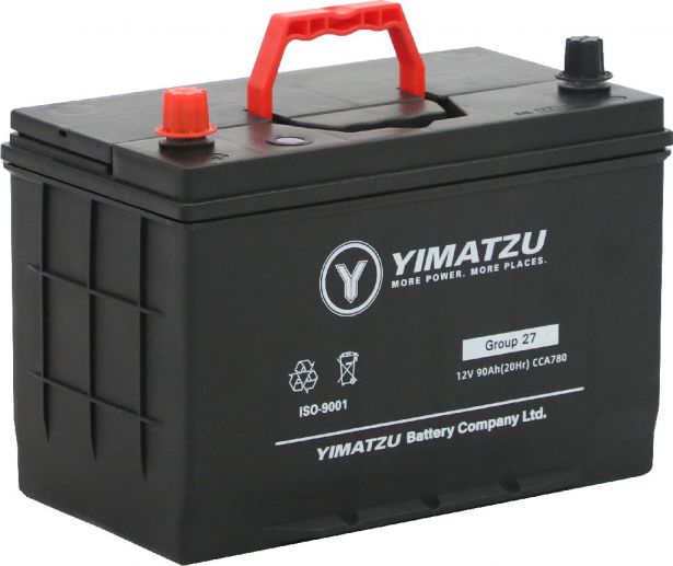 Battery - Group 27 Automotive, 12V 90Ah, 780CCA, SLA, MF, Yimatzu - BATAM1227 - PBC129EF1