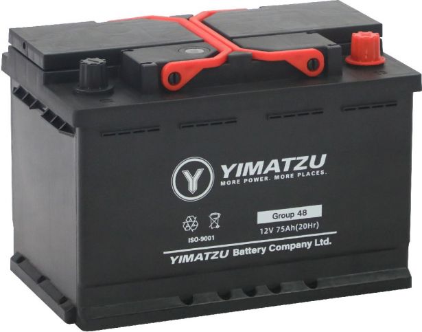 Battery - Group 48 / H6 / L3 Automotive, 12V 75Ah, 730CCA, SLA, MF, Yimatzu - BATAM1248 - PBC155EF1