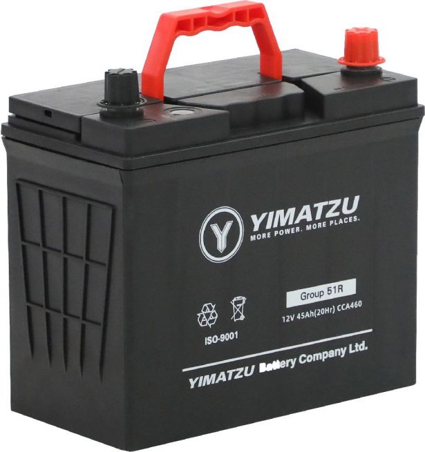 Battery - Group 51R Automotive, 12V 45Ah, 460CCA, SLA, MF, Yimatzu - BATAM1251R - PBC164EF1