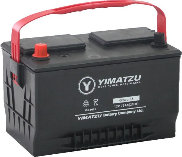 Battery - Group 65 Automotive, 12V 75Ah, 850CCA, SLA, MF, Yimatzu - BATAM1265 - PBC162EF1