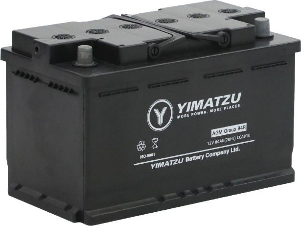 Battery - Group 94R / H7 / LN4 AGM Automotive, 12V 80Ah, 910CCA, SLA, MF, Yimatzu - BATAM1294R-AGM - PBC93EF1