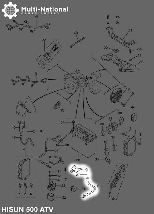 Battery Cable - Negative, ATV, Hisun, 500-700cc - 10A9750 - PBC2372F1
