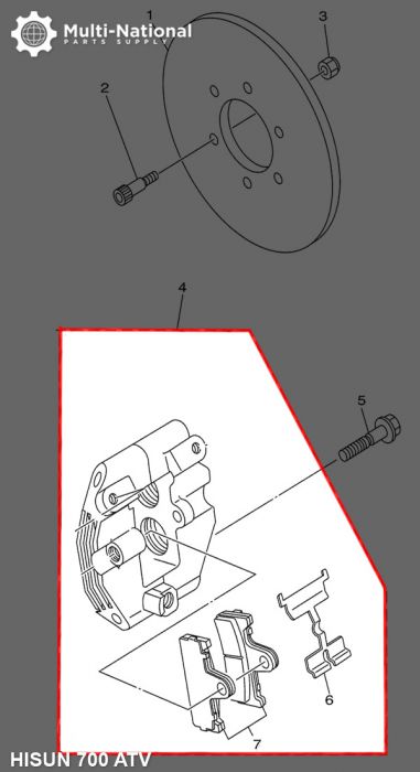 Brake Caliper - ATV, Hisun, 500-700cc, Rear - 90A7051 - PBC824F1