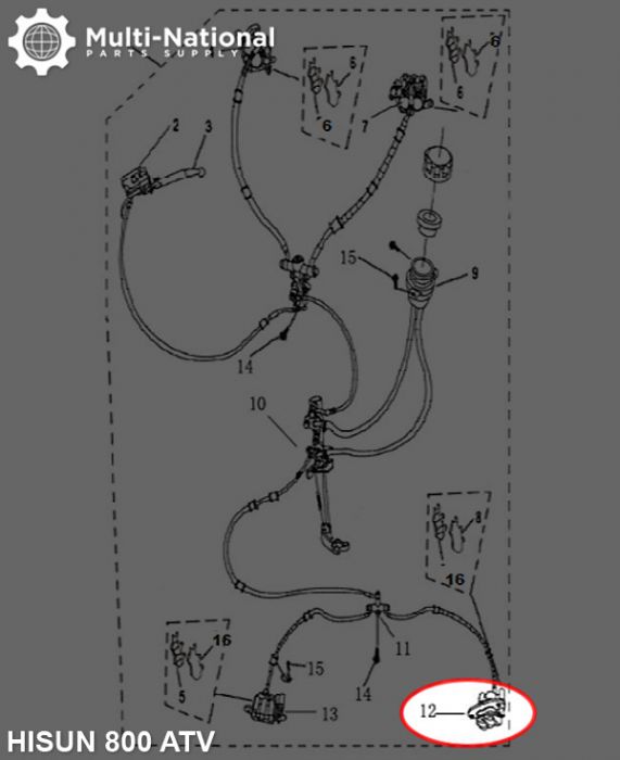 Brake Caliper - Rear, Left, Hisun, 800cc, ATV/UTV - 90A7080 - PBC835F1