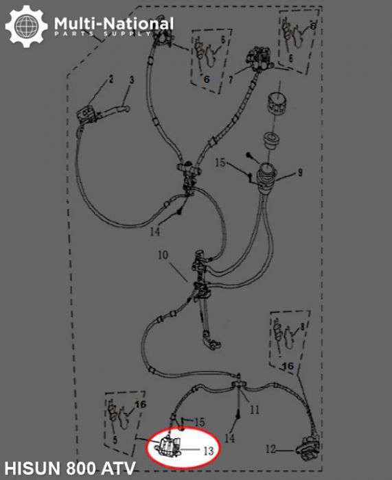 Brake Caliper - Rear, Right, Hisun, 800cc, ATV/UTV - 90A7081 - PBC681F1