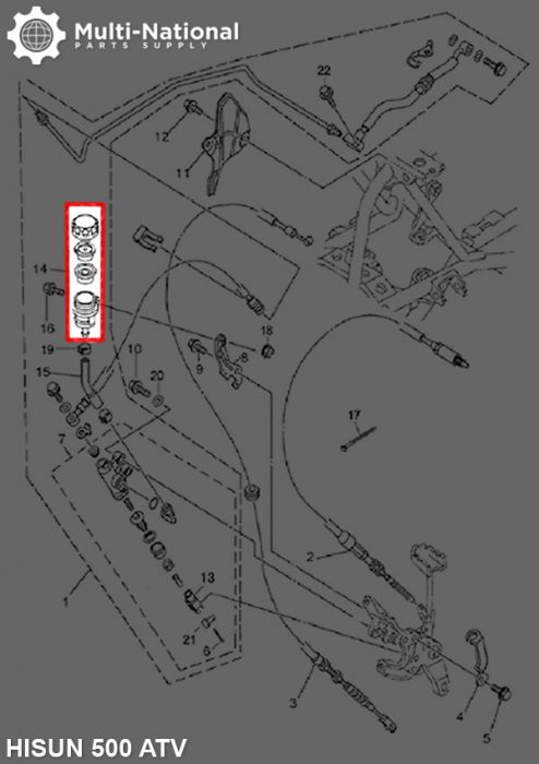 Brake Fluid Reservoir - Single Mount Hole & Threaded Cap, Hisun, 500-800cc - 90A4380 - PBC803F1
