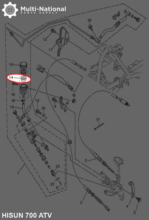 Brake Fluid Reservoir - Single Mount Hole & Threaded Cap, Hisun, 500-800cc - 90A4380 - PBC803F1