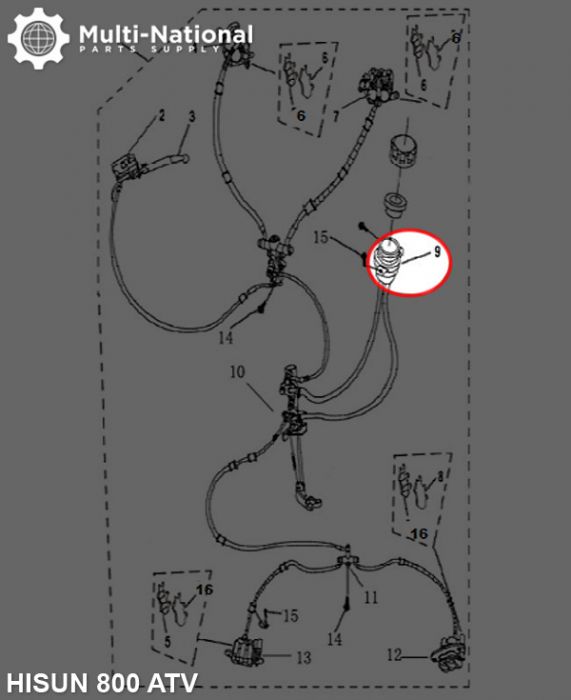 Brake Fluid Reservoir - Single Mount Hole & Threaded Cap, Hisun, 500-800cc - 90A4380 - PBC803F1