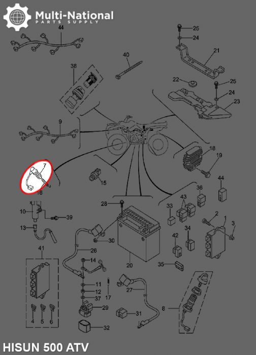 Brake Light Switch - ATV/UTV, 400cc to 800cc, Hisun, Rear Brake - 10A8840 - PBC2050F1