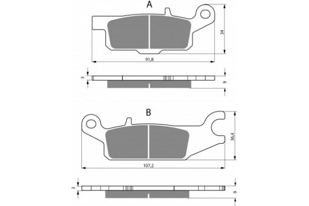 Brake Pads - FA443, FA445, 50cc to 250cc - 90A1022 - PBC815F1