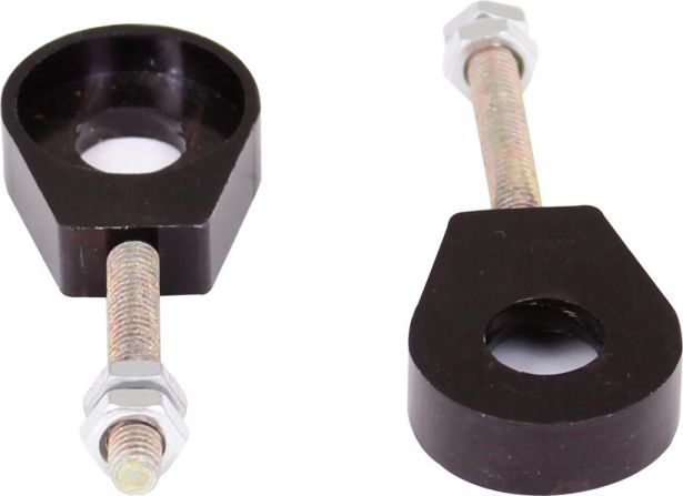 Chain Tensioners - Chain Adjuster, Black, CNC Machined, 50cc to 250cc, 2 pcs - 70A9720BK - PBC1167F1