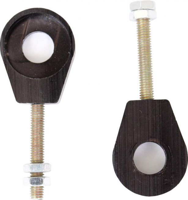 Chain Tensioners - Chain Adjuster, Black, CNC Machined, 50cc to 250cc, 2 pcs - 70A9720BK - PBC1167F1