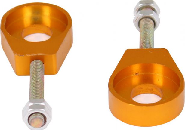 Chain Tensioners - Chain Adjuster, Gold, CNC Machined, 50cc to 250cc, 2 pcs - 70A9720GD - PBC1161F1
