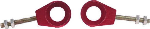 Chain Tensioners - Chain Adjuster, Red, CNC Machined, 50cc to 250cc, 2 pcs - 70A9720RD - PBC1164F1