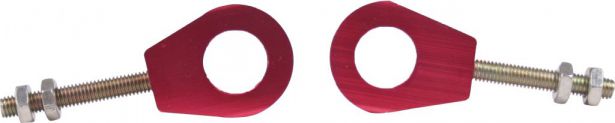 Chain Tensioners - Chain Adjuster, Red, CNC Machined, 50cc to 250cc, 2 pcs - 70A9720RD - PBC1164F1