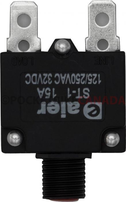 Circuit Breaker - Push Button, 15A, ST-1, 125/250VAC, 32VDC - 60A9515 - PBC2150F1