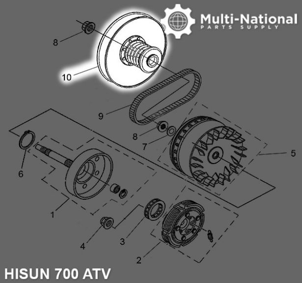 Clutch - CVT, Driver Pulley, ATV, Hisun, 500-700cc - 30A3951 - PBC1281F1