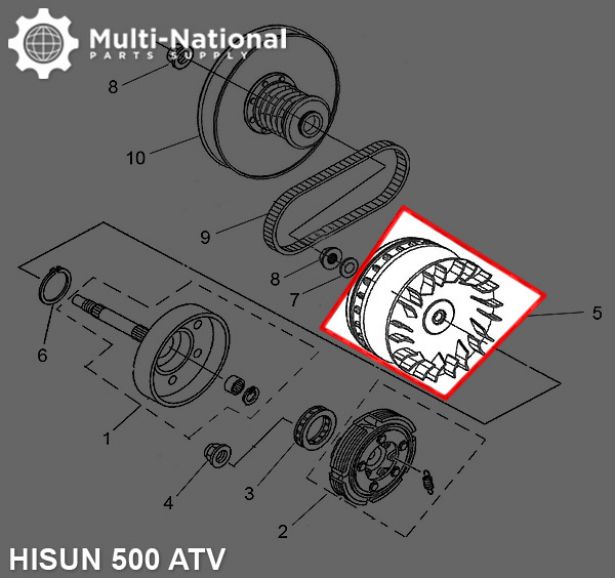 Clutch - Variator, Hisun, 500-700cc, 21 Spline - 30A3651 - PBC1290F1