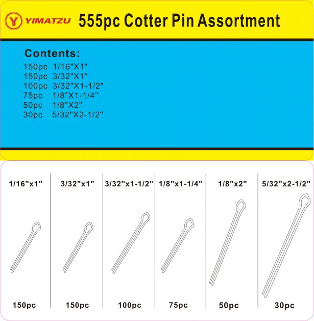 Cotter Pin Kit - Cotter Pin Assortment (555pcs) - KIT5205 - PBC2867F1