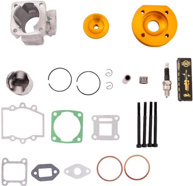 Cylinder Head Assembly - 44mm, Big Bore, Pocket Bike, Gold - 20P8440GD - PBC1546F1