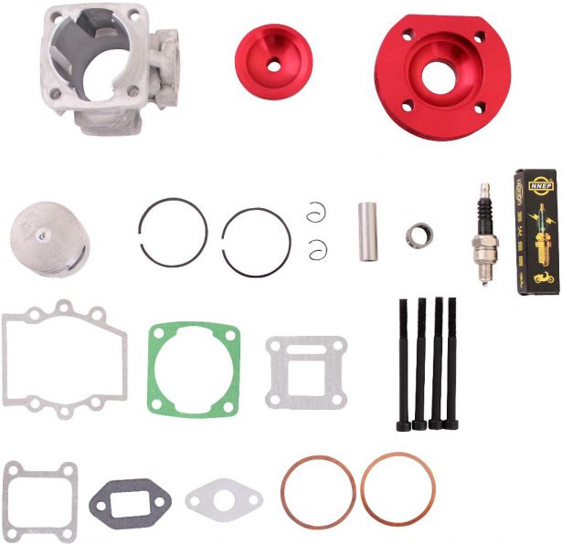 Cylinder Head Assembly - 44mm, Big Bore, Pocket Bike, Red - 20P8440RD - PBC1572F1