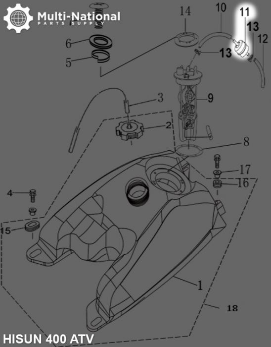 Fuel Filter - Metal, EFI, Hisun, 400-800cc, ATV/UTV - 20A5244 - PBC2532F1