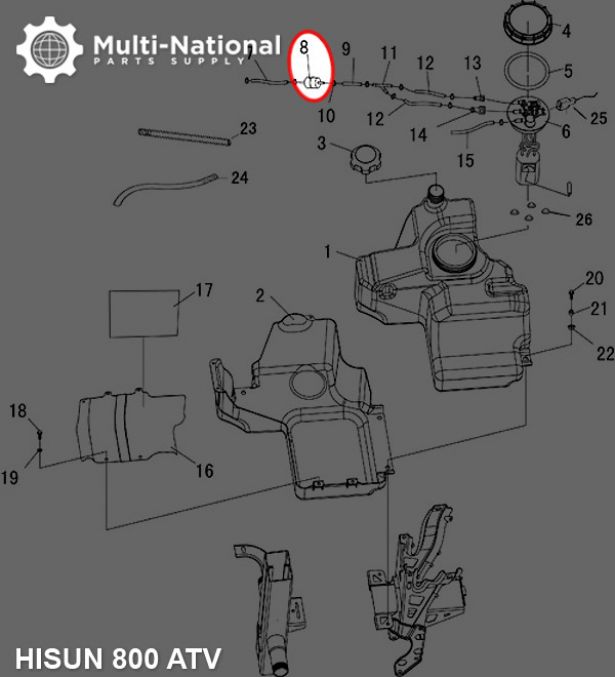 Fuel Filter - Metal, EFI, Hisun, 400-800cc, ATV/UTV - 20A5244 - PBC2532F1