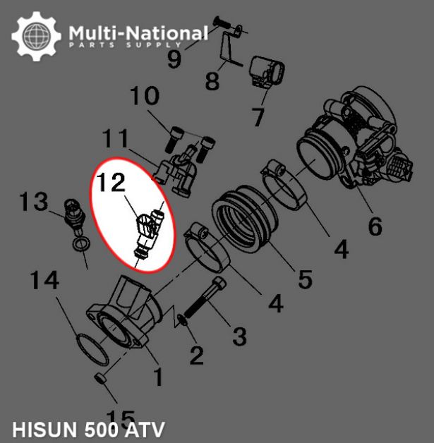 Fuel Injector - ATV, Hisun, 500cc - 20A7850 - PBC2612F1