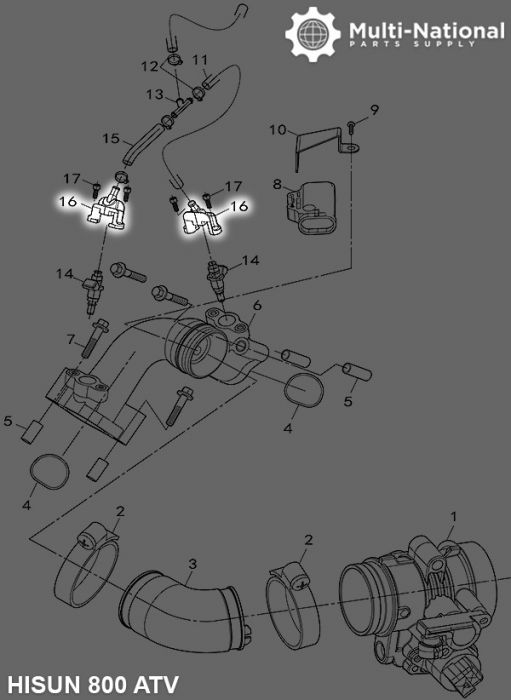 Fuel Injector Mounting Seat - ATV/UTV, Hisun, 400-800cc - 20A7950 - PBC2556F1