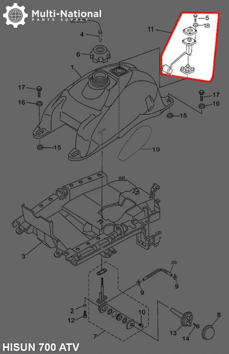 Fuel Sensor - ATV, Hisun, 500-700cc - 30A4650 - PBC1963F1