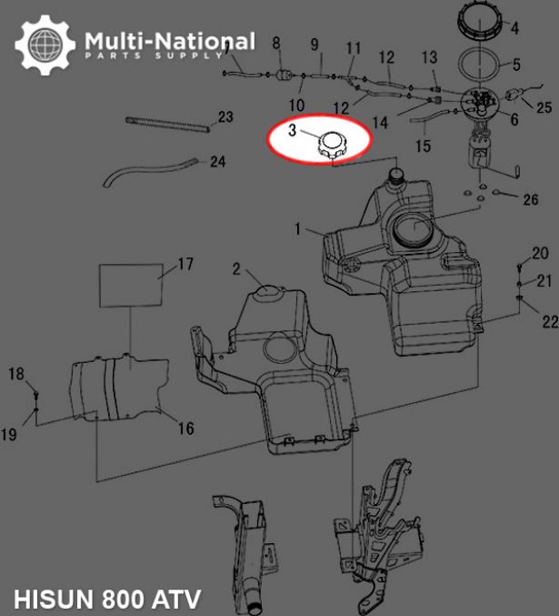 Fuel Tank Cap - ATV, Hisun, 500-800cc - 20A4150BK - PBC2619F1