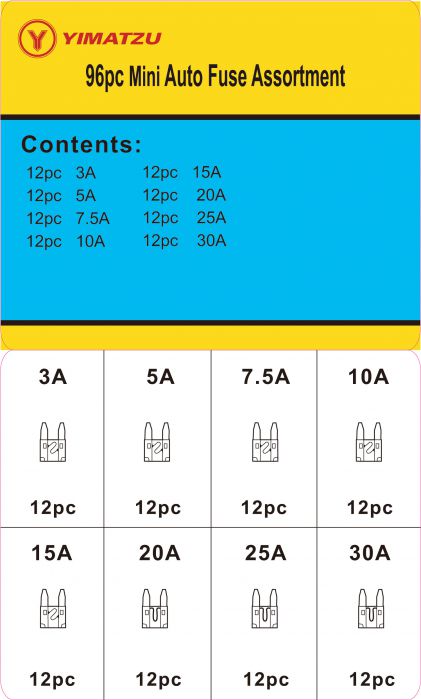Fuse Kit - Mini Fuse Assortment (96pcs) - KIT5229 - PBC1857F1