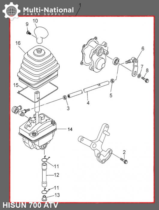 Gearshift Shifter Assembly - ATV, Hisun, 500-700cc - 70A8951 - PBC3028F1