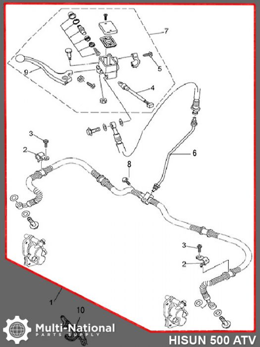 Hand/Front Brake Lever and Double Caliper Assembly - ATV, Hisun, 500-700cc - 90A2252 - PBC804F1