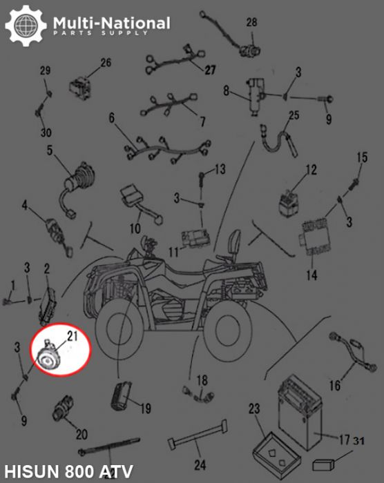 Horn - Hisun 800cc, XY1100, Chironex 1000-1100cc - 10A6240 - PBC2079F1