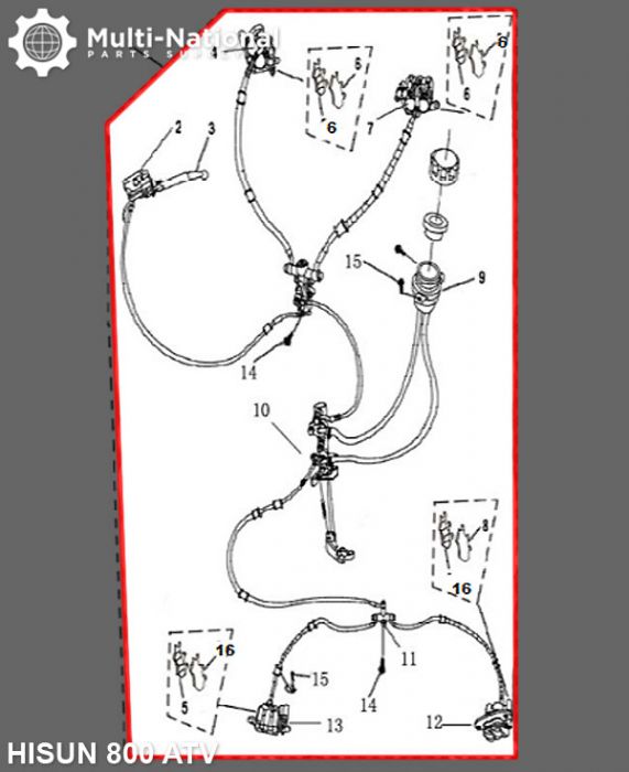 Hydraulic Brake Assembly - ATV, Hisun, 800cc - 90A4980 - PBC695F1