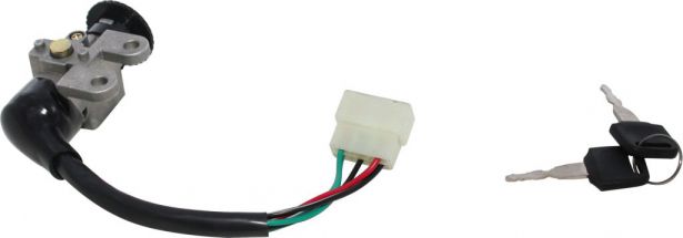 Ignition Key Switch - 5 Wire, 6 pin Male, Metal, Steering Lock, Scooter, GY6 - 10A4252 - PBC2072F1