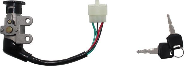Ignition Key Switch - 5 Wire, 6 pin Male, Metal, Steering Lock, Scooter, GY6 - 10A4252 - PBC2072F1